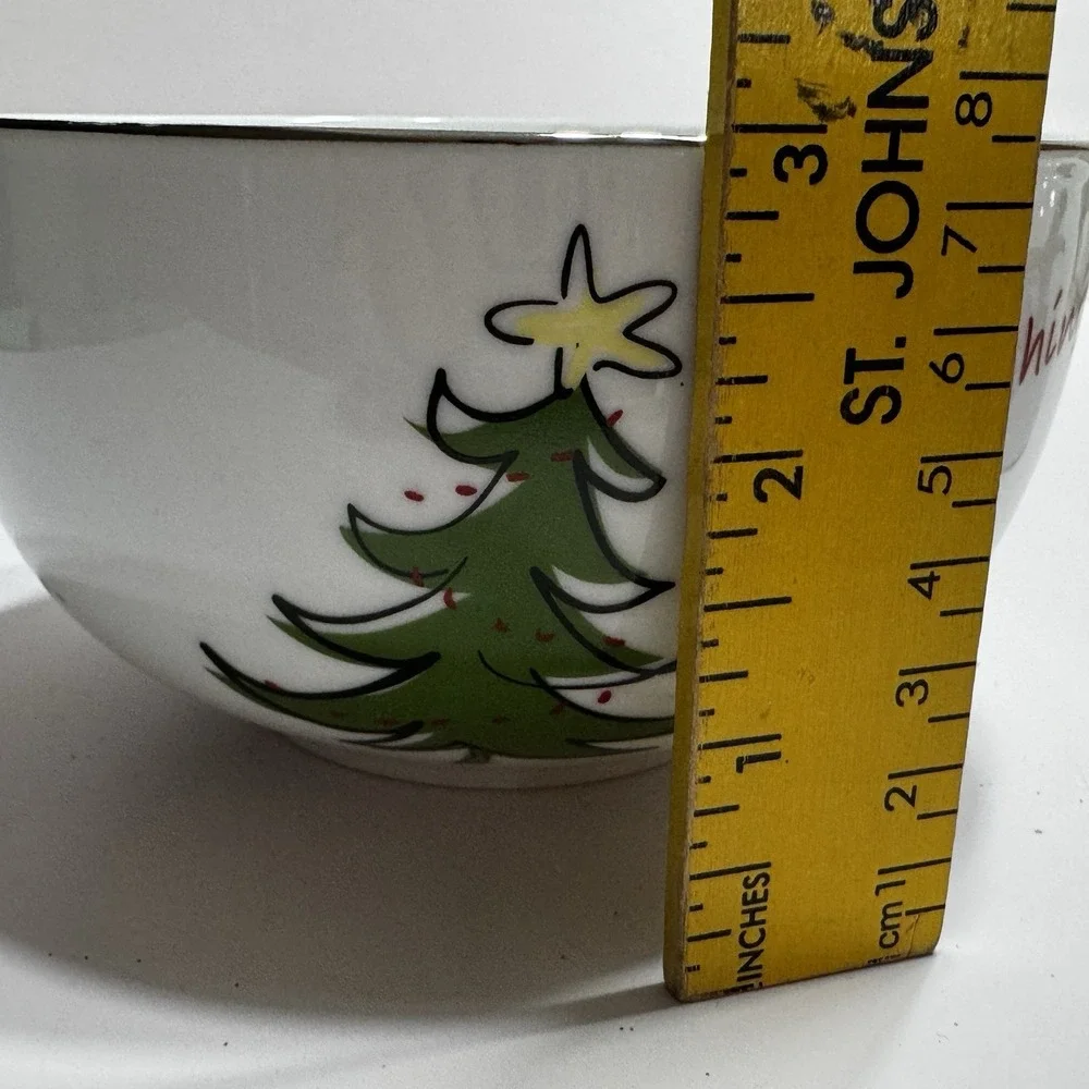Studio JCPenny Bowls Jingle Santa's Christmas Bowls Set of 2 Dashing Throw Snow